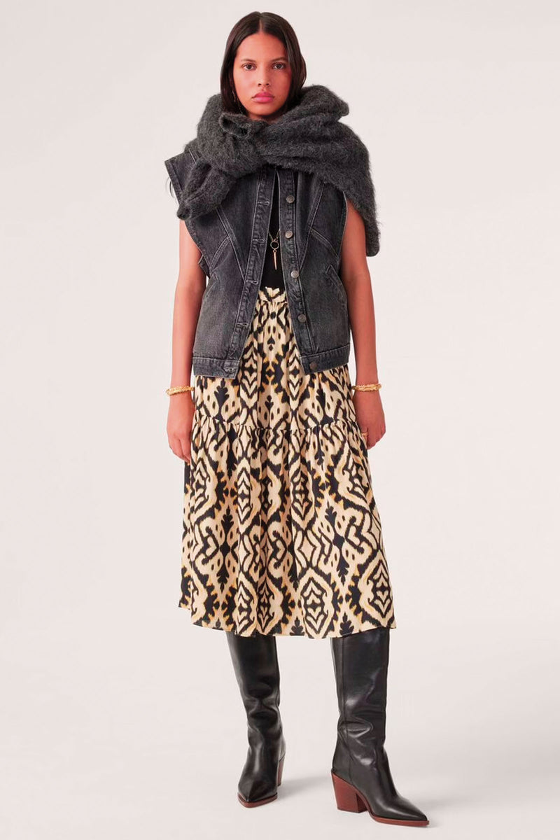 BA&SH Licoli Bohemian Style Skirt in Yellow