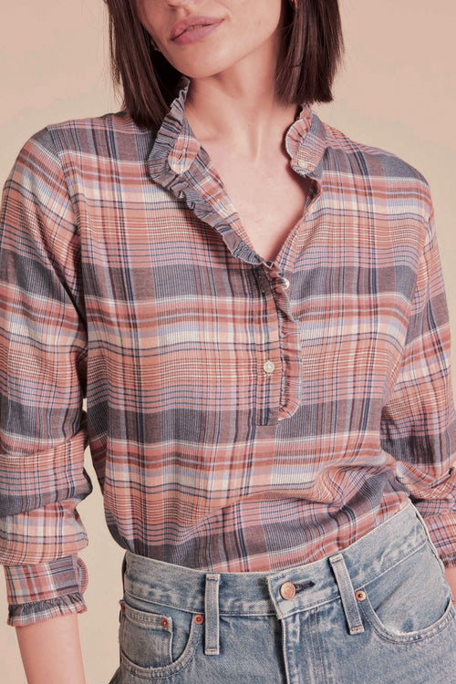 Trovata Breezy Blouse in Eclipse Plaid