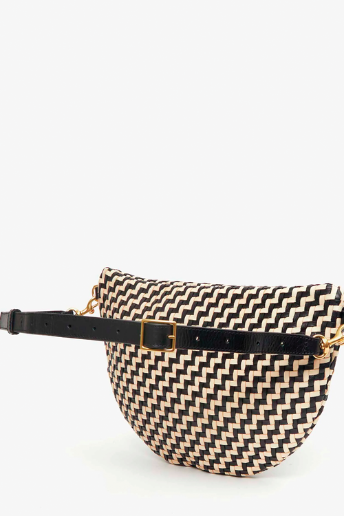 Clare Viver Grande Fanny in Black & Cream Woven Zig-Zag