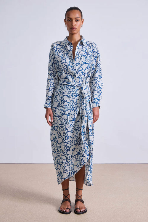 Apiece Apart Alessandra Sarong Shirt Dress in Lace Floral