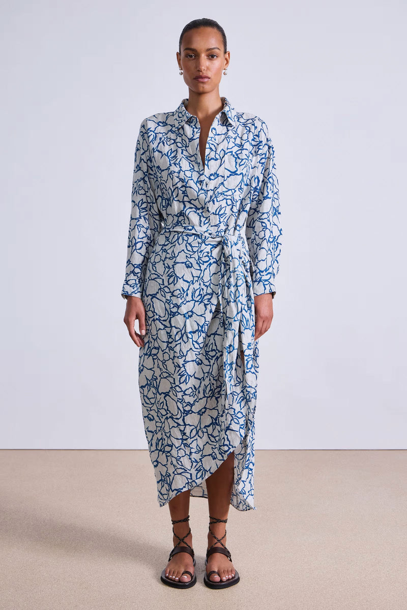 Apiece Apart Alessandra Sarong Shirt Dress in Lace Floral
