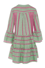 Devotion Twins Ella Short Dress in Green/Fushia