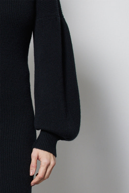 Not Shy Black Sweater Dress  with Bell Sleeves