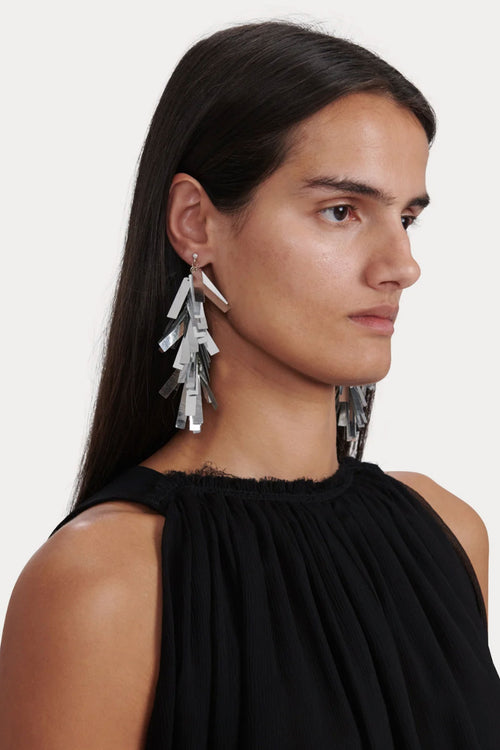 Rachel Comey 3" Sequin Earrings in Silver