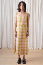 Ali Golden Column Dress in Chartreuse/Pink