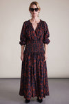 Apiece Apart Esparta Long Sleeve Maxi Dress in Deep Botanic