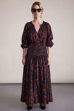 Apiece Apart Esparta Long Sleeve Maxi Dress in Deep Botanic