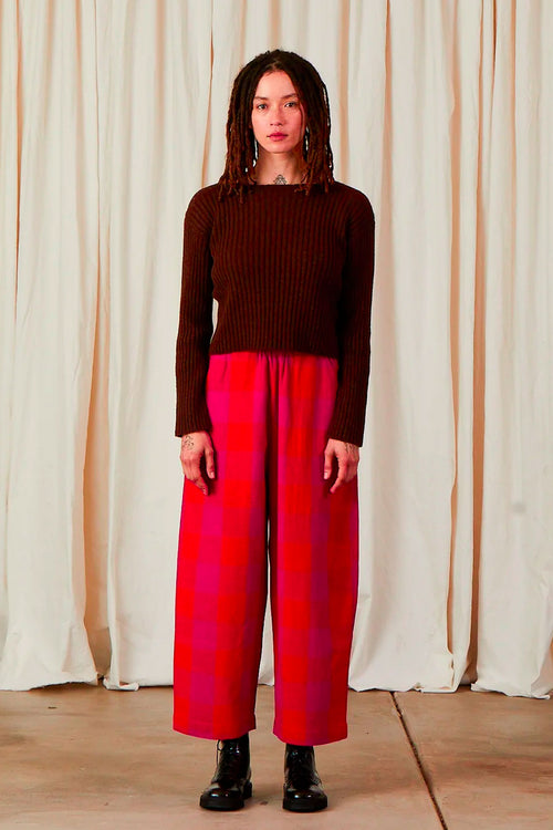 Ali Golden Merino Wool Ribbed Sweater in Chocolate