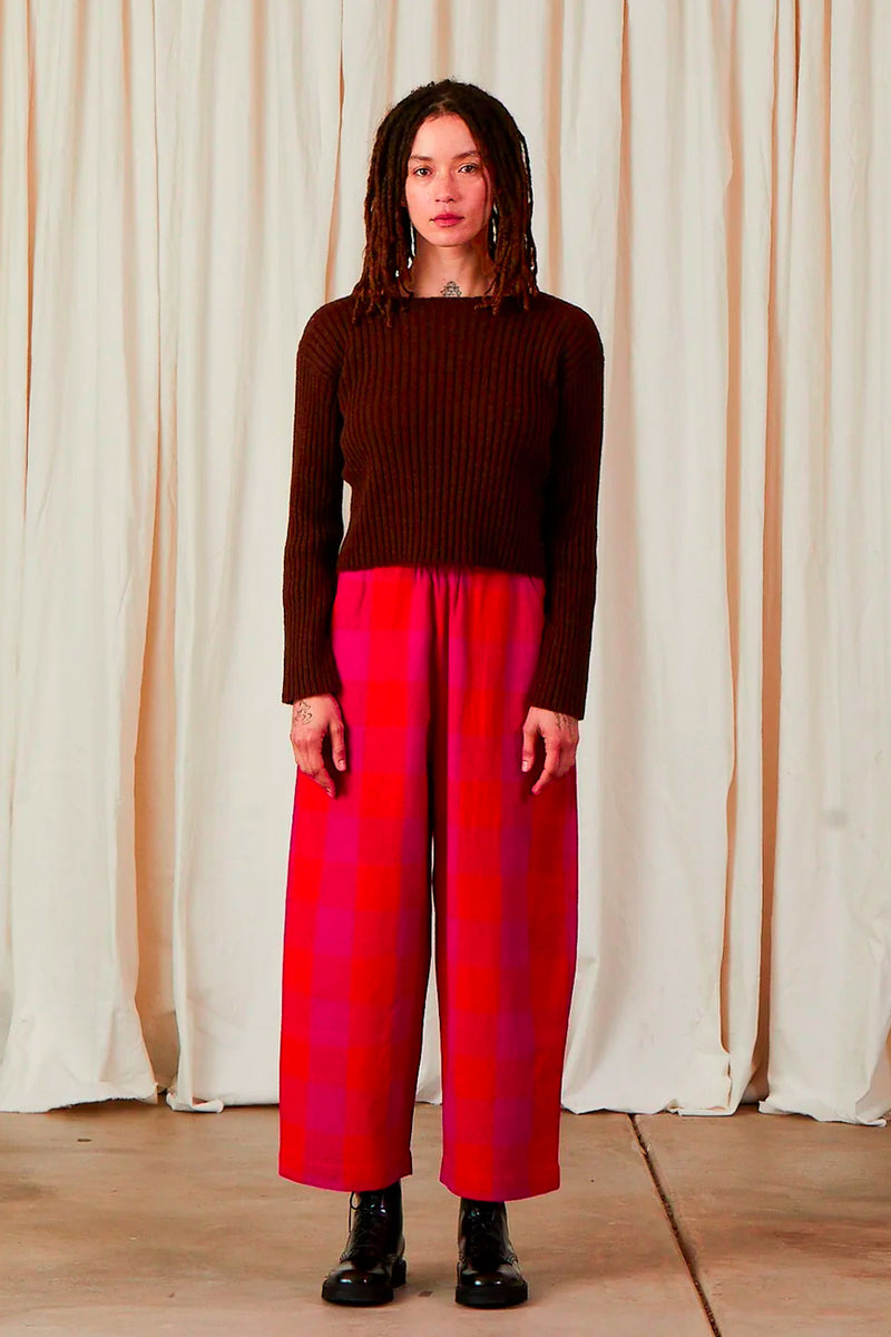 Ali Golden Merino Wool Ribbed Sweater in Chocolate