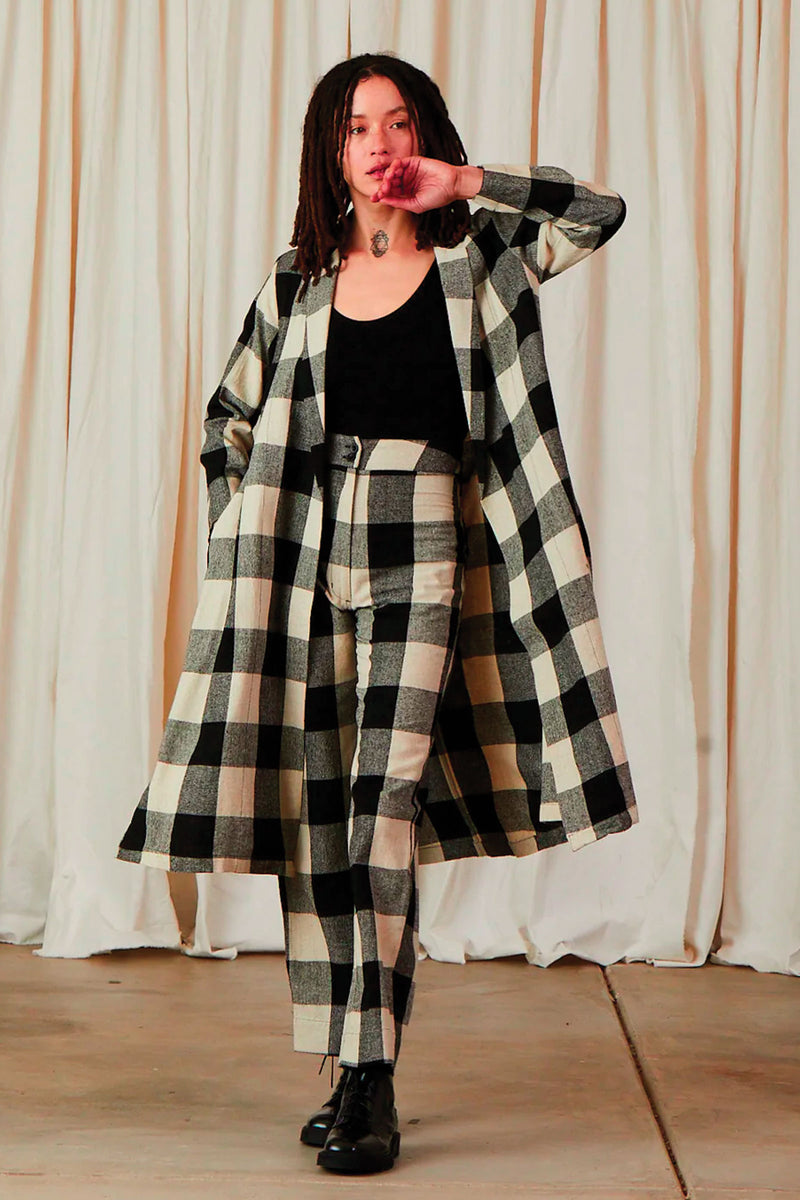 Ali Golden Notch Jacket in Black Cream Check