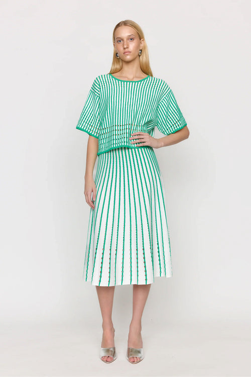 Christy Lynn Nellie Top in Pinstripe Green
