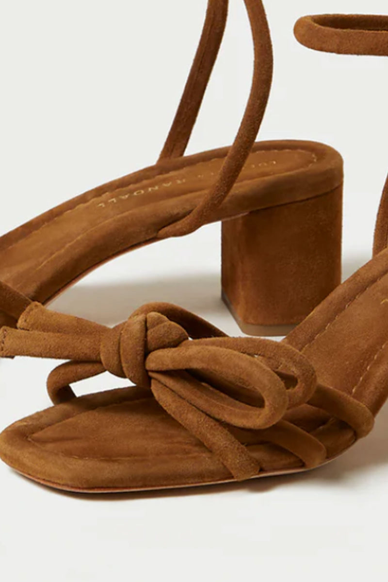 Loeffler Randall Mikel Mid Heel Bow Sandal in Cacao