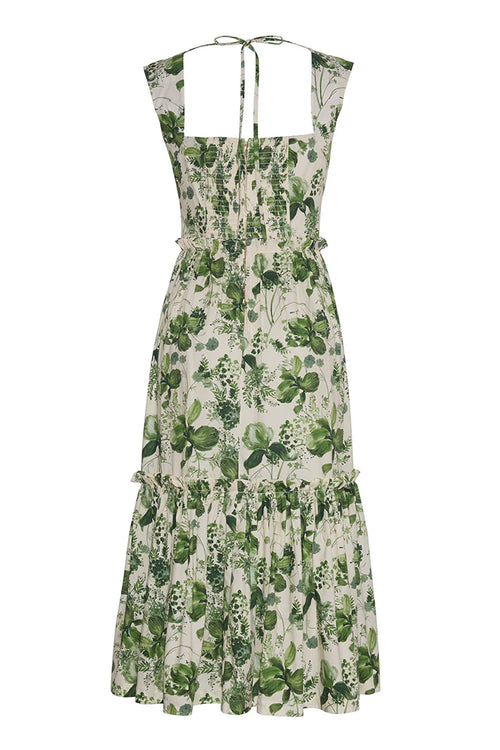 Cara Cara Claire Dress in Olive Hanging Orchids