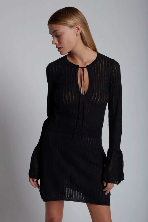 Skin Zanna Short Knit Dress in Black