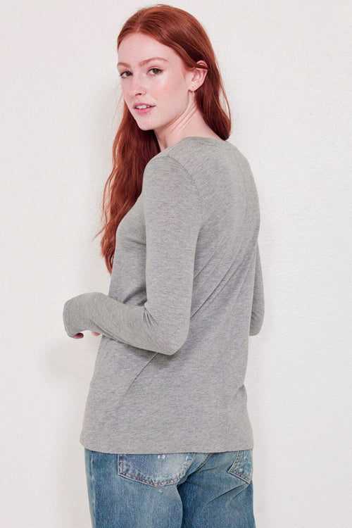 Not Monday Julianne Long Sleeve Top in Grey