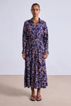 Apiece Apart Sophia Smocked Shirt Dress in Large Lace Floral Navy