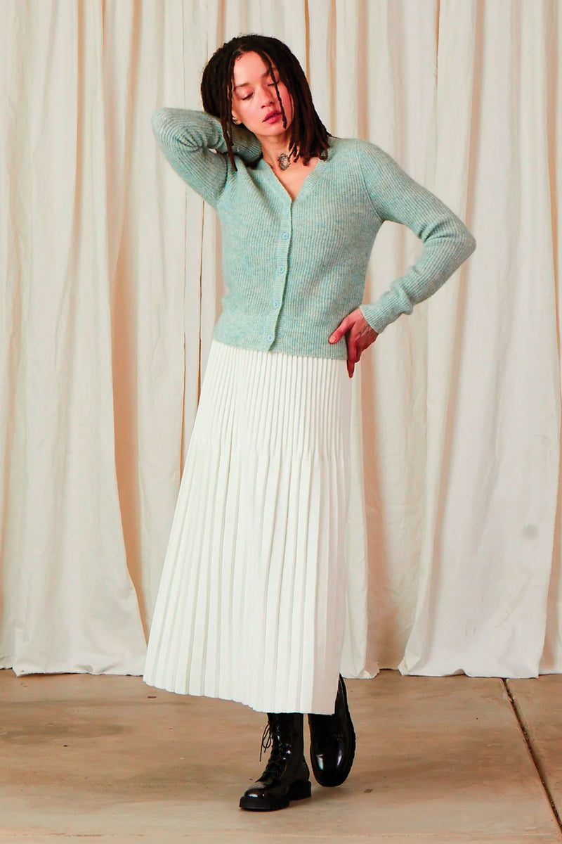 Ali Golden Shrunken Mohair Cardigan in Muted Mint