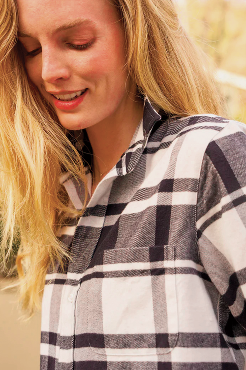 Frank and Eileen Silvio Button Up in Large Black and White Plaid