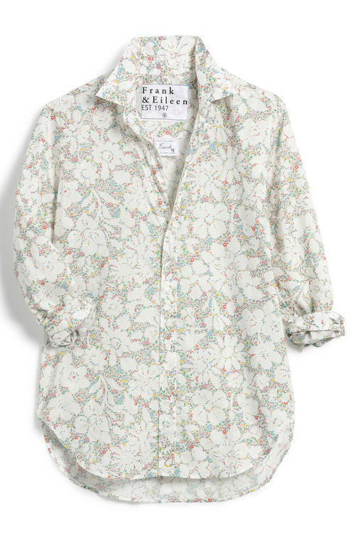Frank and Eileen "Frank" Button Up Poplin Tiny Floral White Flowers