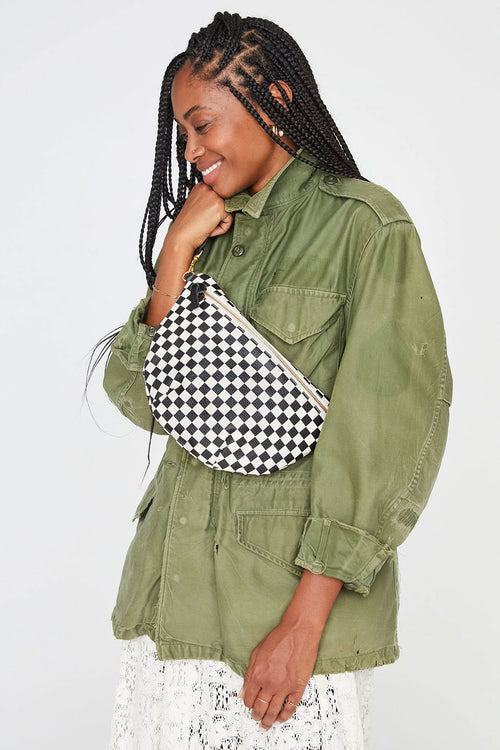 Clare Viver Grande Fanny in Cream Chantal White and Black Checkers