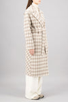 Harris Wharf Double Breasted Long Belted Coat in Gingham