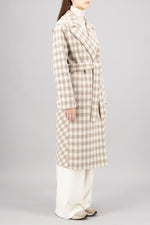 Harris Wharf Double Breasted Long Belted Coat in Gingham