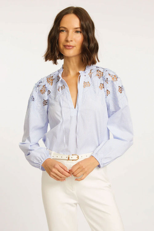 Caballero Riana Blue Micro Stripe Top