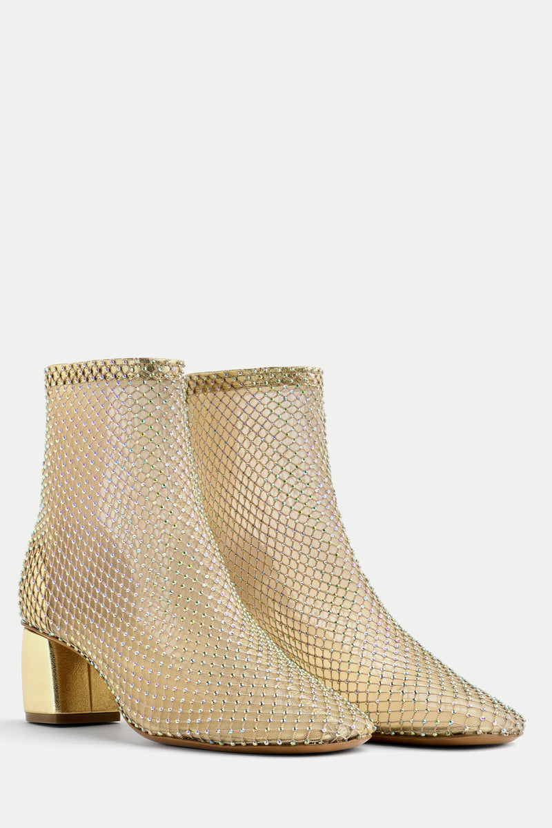 Forte Forte Strass Mesh Ankle Boots in Crystal