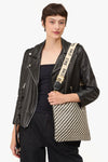 Clare Vivier Adjustable Crossbody Strap in Natural w/ Black Embroidered Ciao
