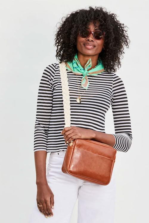Clare V  Crossbody Strap in Cream White Braided Rope