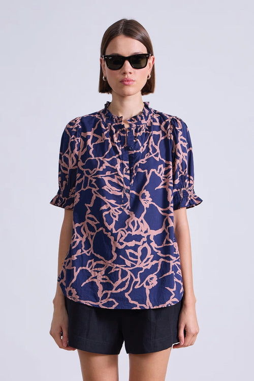 Apiece Apart Los Altos Top in Large Lace Navy Floral