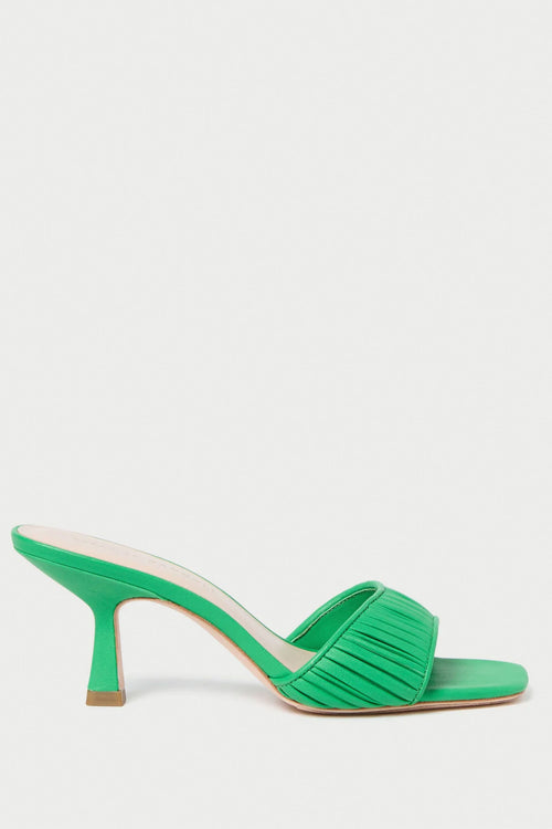 Loeffler Randall Naima Gathered Mid Heel Mule in Green