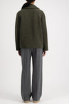 Harris Wharf Outdoor Boucle Jacket in Moss Green