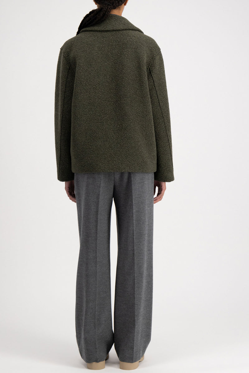 Harris Wharf Outdoor Boucle Jacket in Moss Green