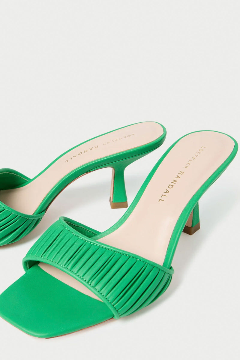 Loeffler Randall Naima Gathered Mid Heel Mule in Green