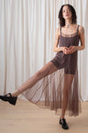 Ali Golden Paneled Mesh Dress in Taupe