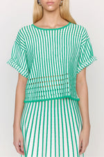 Christy Lynn Nellie Top in Pinstripe Green