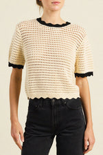 Trovata Jules Sweater T-Shirt Antique White with Black Trim