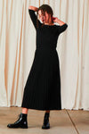 Ali Golden Knit Pleated Midi Skirt