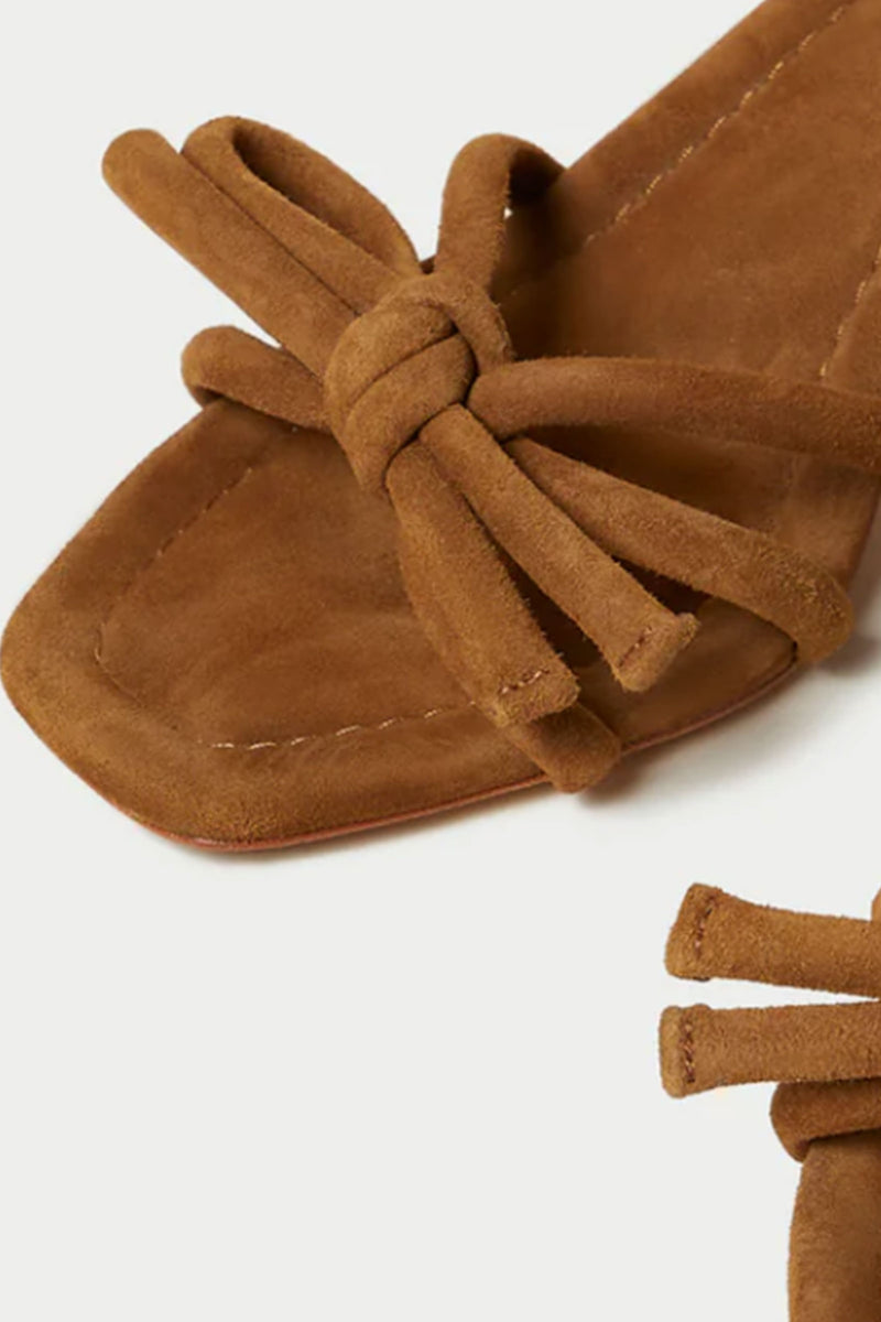 Loeffler Randall Mikel Mid Heel Bow Sandal in Cacao