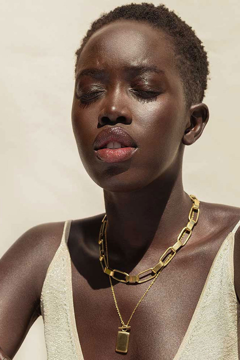 Soko Rectangle 24K Gold Medallion Necklace
