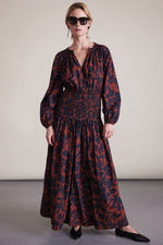 Apiece Apart Esparta Long Sleeve Maxi Dress in Deep Botanic