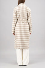 Harris Wharf Double Breasted Long Belted Coat in Gingham