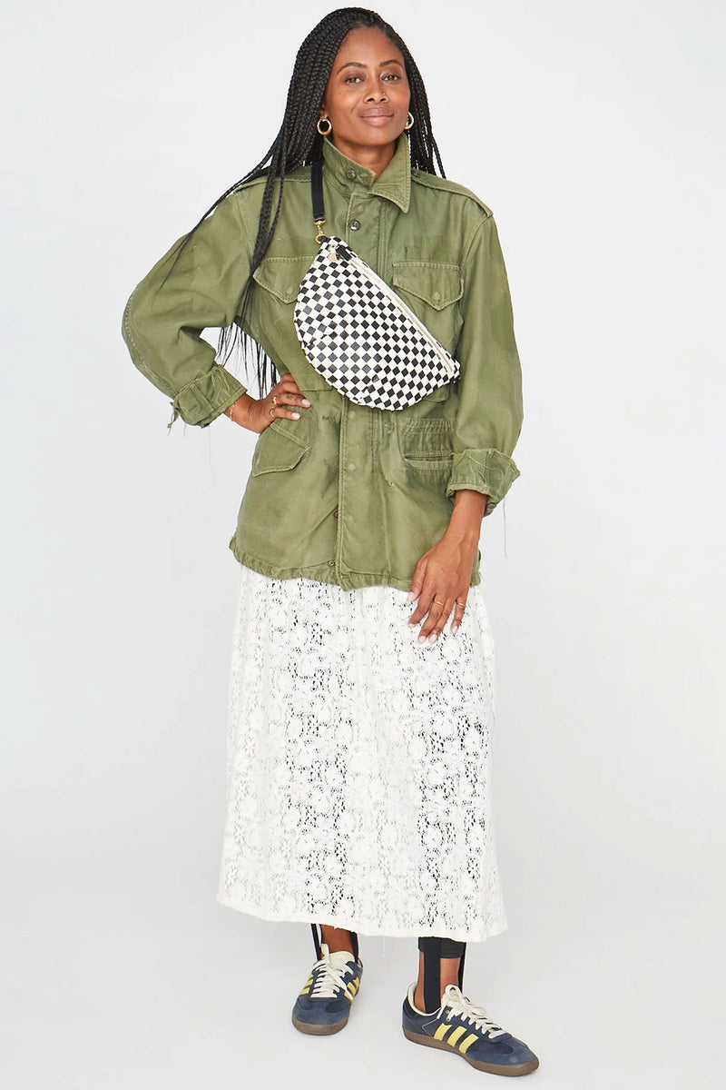 Clare Viver Grande Fanny in Cream Chantal White and Black Checkers