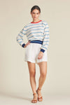 Trovata Ryann Sweater Blue and White Striped Cashmere