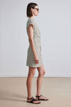 Apiece Apart Nina Cinched Mini Dress in Cream & Olive Stripe