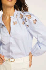 Caballero Riana Blue Micro Stripe Top