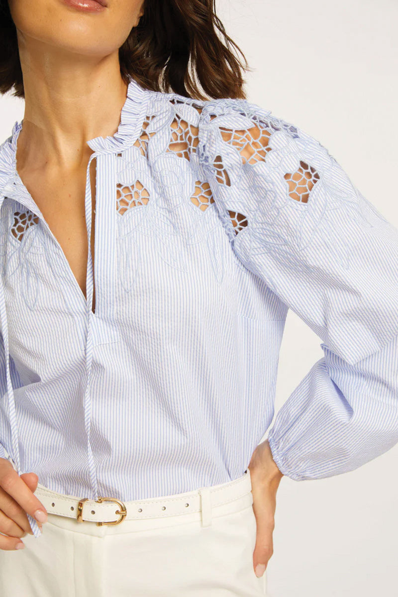 Caballero Riana Blue Micro Stripe Top