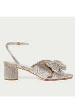 Loeffler Randall Dahlia Pleated Knot Mule with Ankle Strap in Champagne