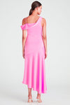 Monique Lhuillier ML Marin Satin Midi Dress in Candy Pink